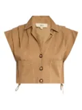 JBQ Preen button-up cropped shirt - Neutrals