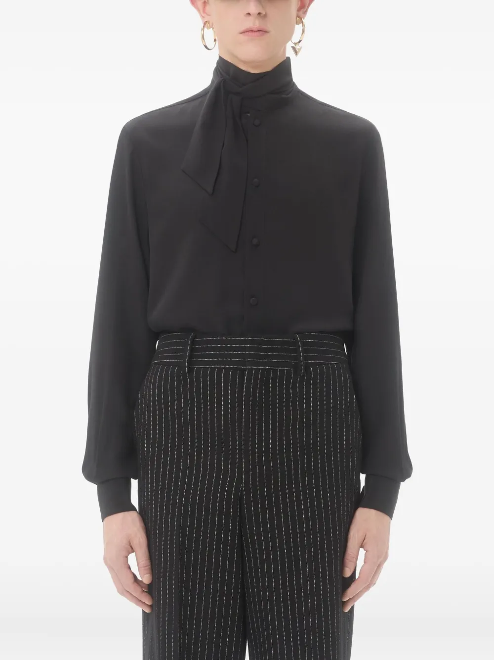 Valentino Garavani Zijden overhemd met sjaalkraag Zwart