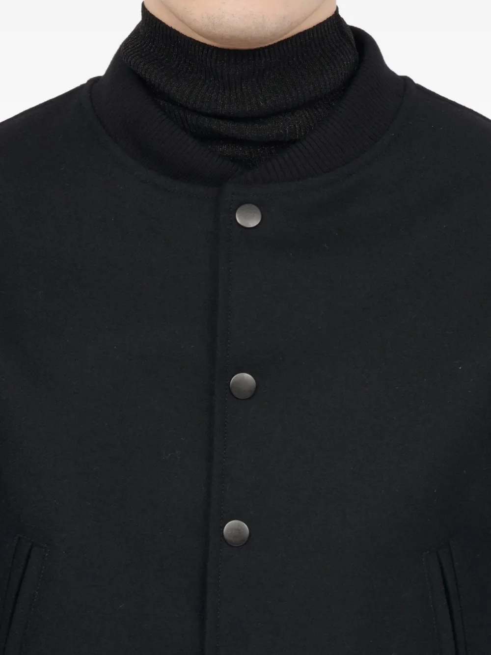 MM6 Maison Margiela Wollen jack met leren mouwen Zwart