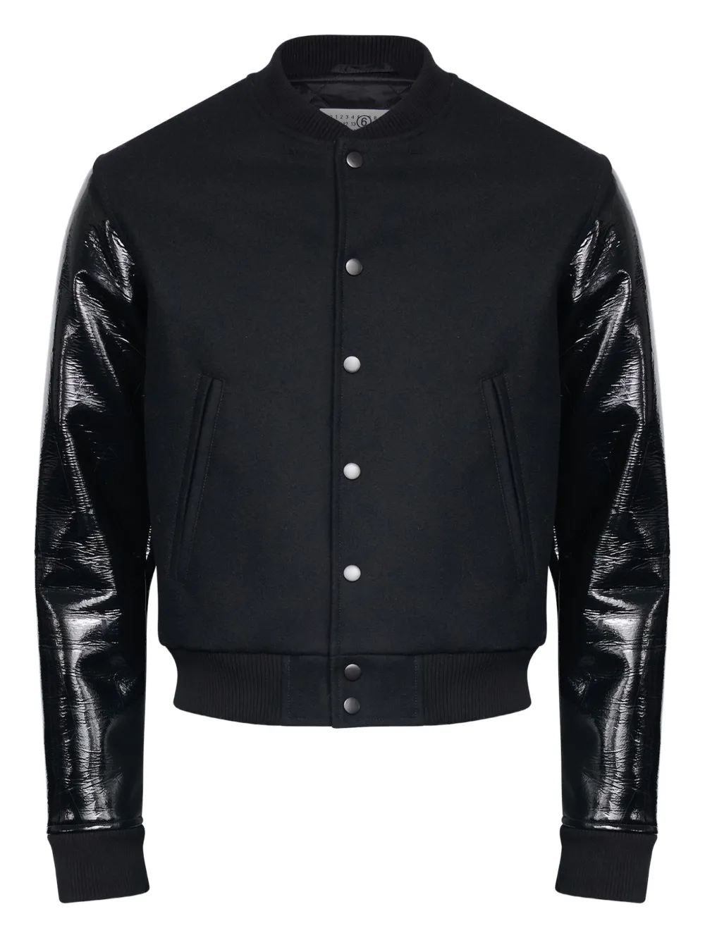MM6 Maison Margiela Wollen jack met leren mouwen Zwart