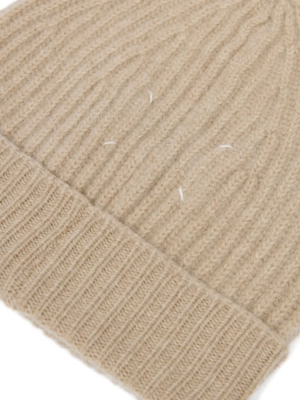 Maison Margiela Ribbed Wool Beanie In Neutral