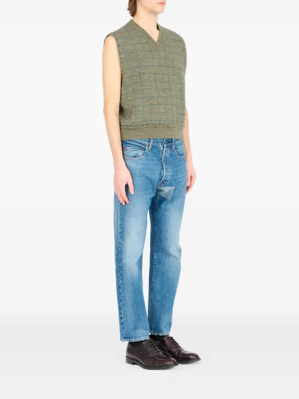Maison Margiela Geruite spencer met V-hals Groen