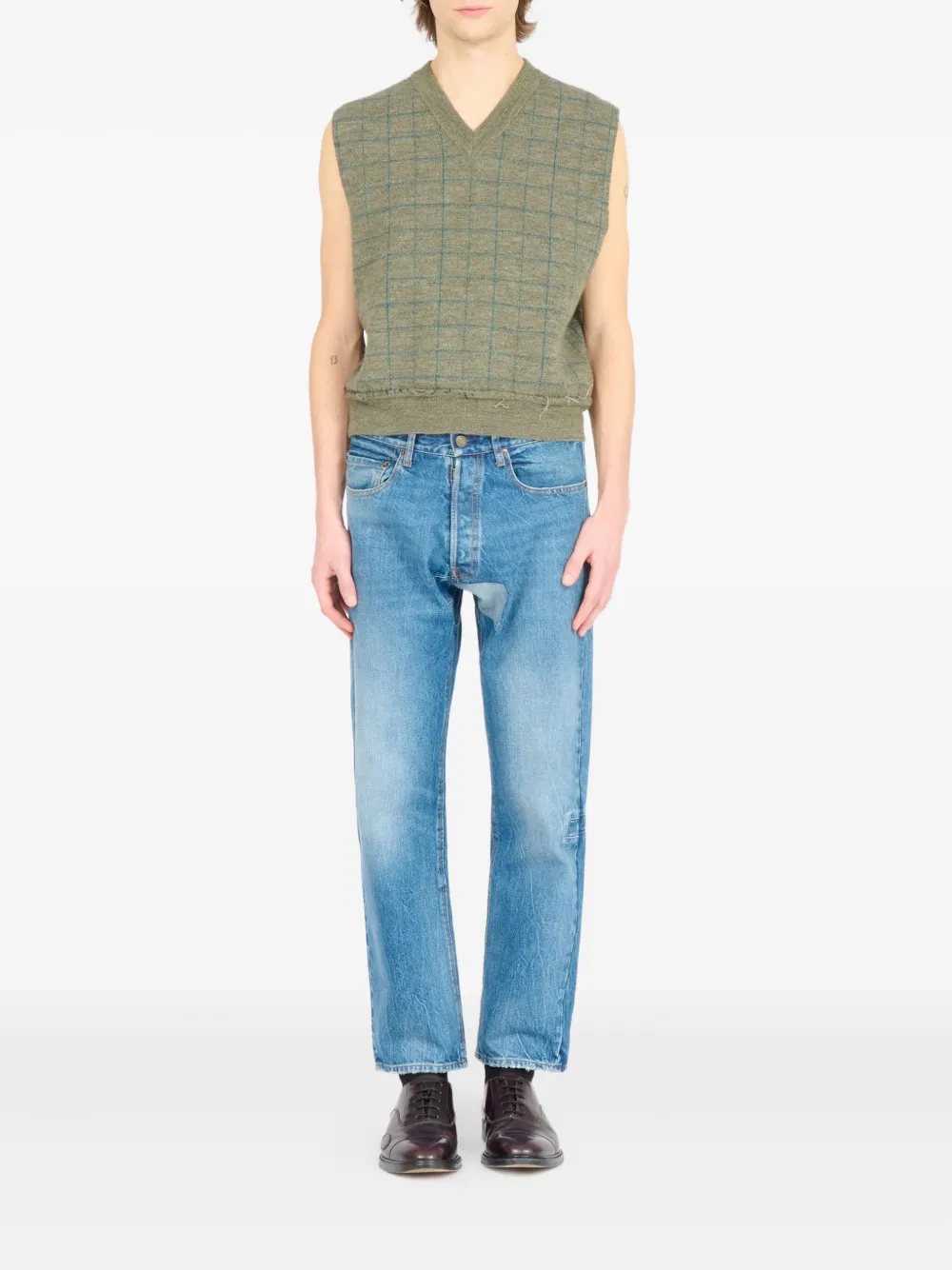 Maison Margiela Geruite spencer met V-hals Groen