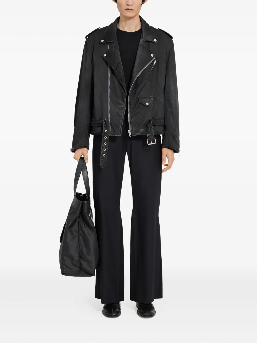 MM6 Maison Margiela Bikerjack met asymmetrische rits Zwart