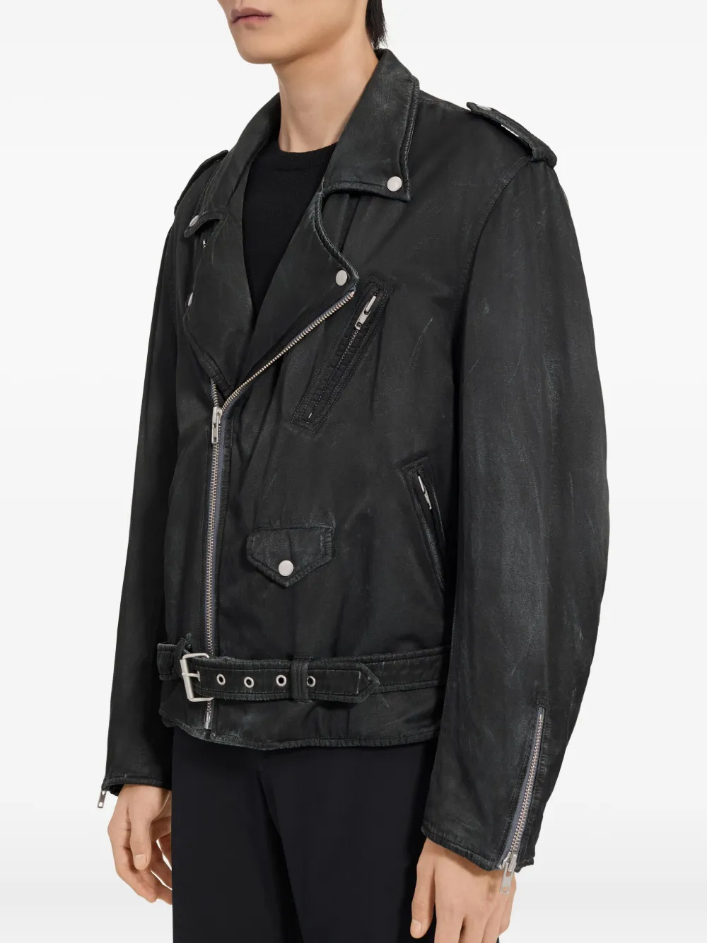 MM6 Maison Margiela Bikerjack met asymmetrische rits Zwart