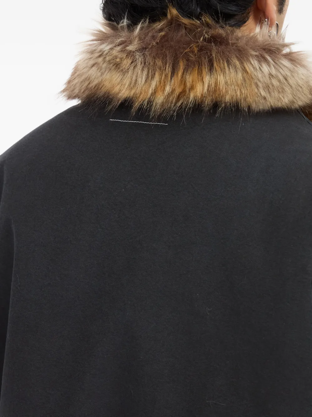 Mm6 Maison Margiela Fur-collar Cotton Jacket In Black