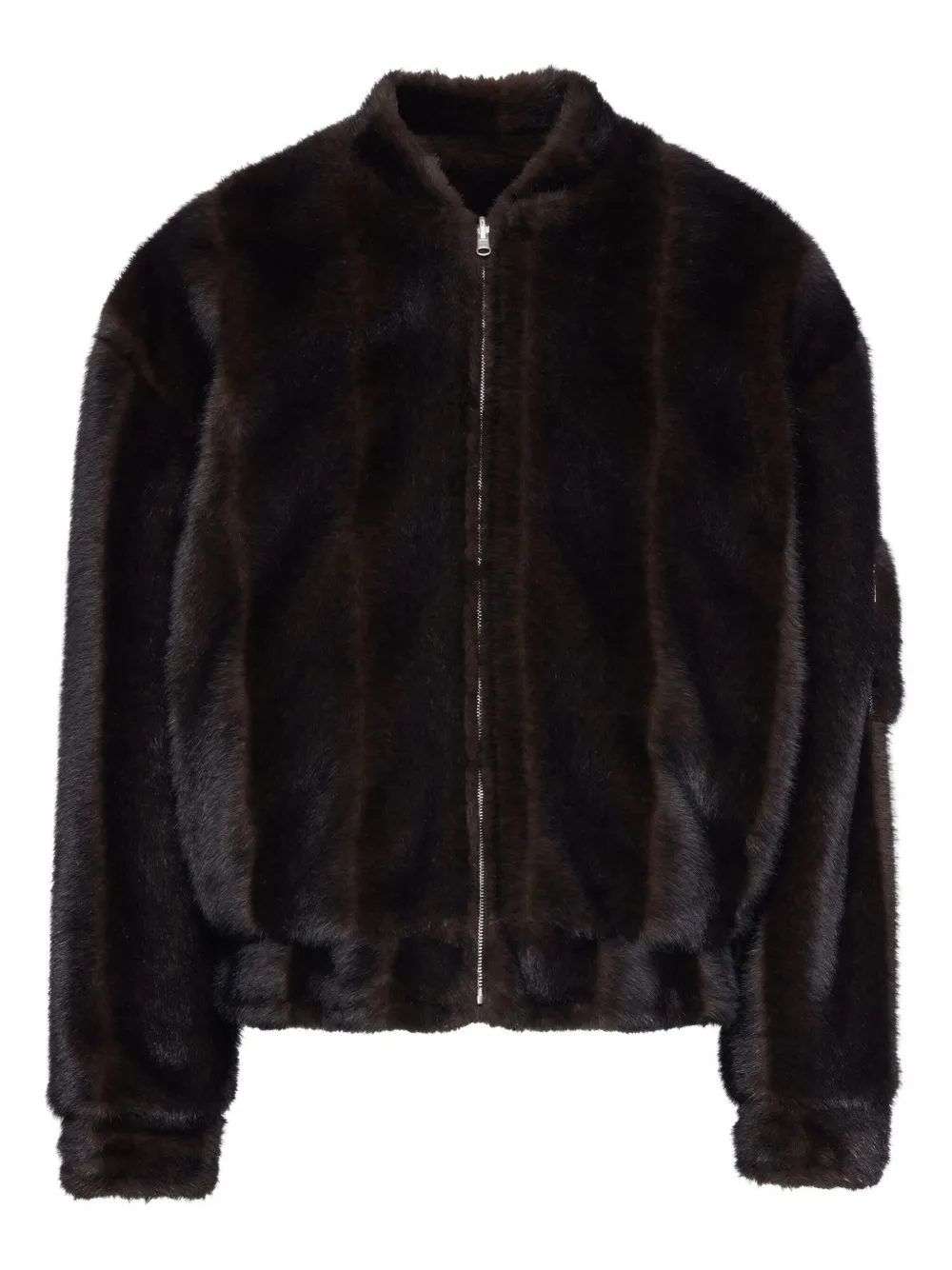 MM6 Maison Margiela ジップアップ エコファーボンバージャケット - ブラウン MM6 Maison Margiela ジップアップ エコファーボンバージャケット - ブラウン