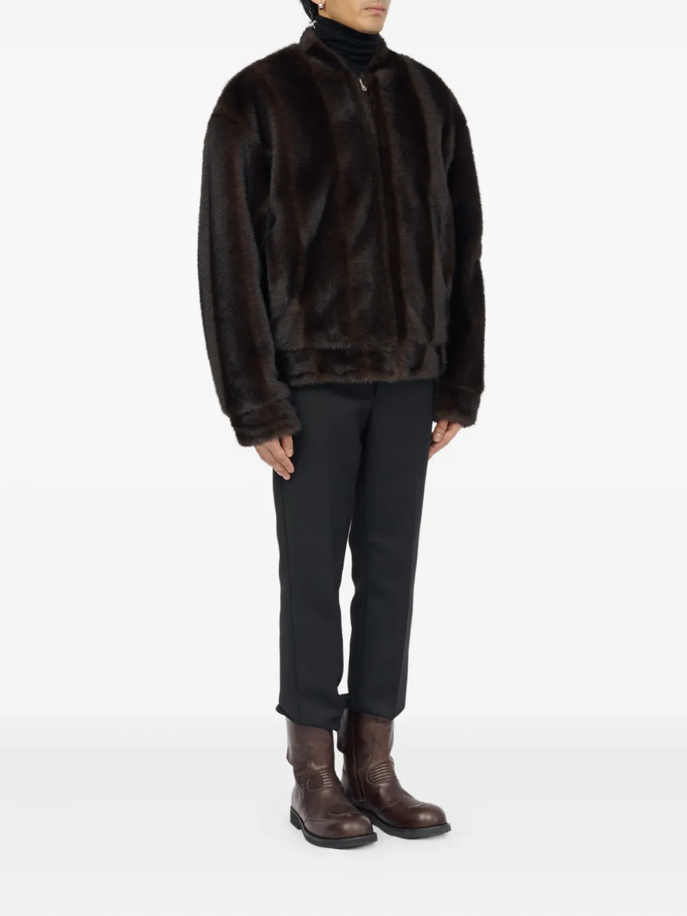 MM6 Maison Margiela Bomberjack van imitatiebont met rits Bruin