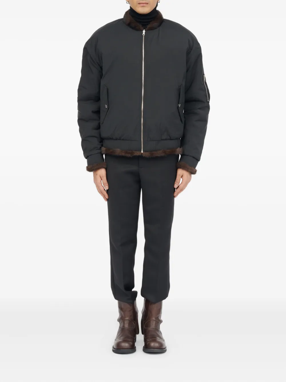 MM6 Maison Margiela Bomberjack van imitatiebont met rits Bruin