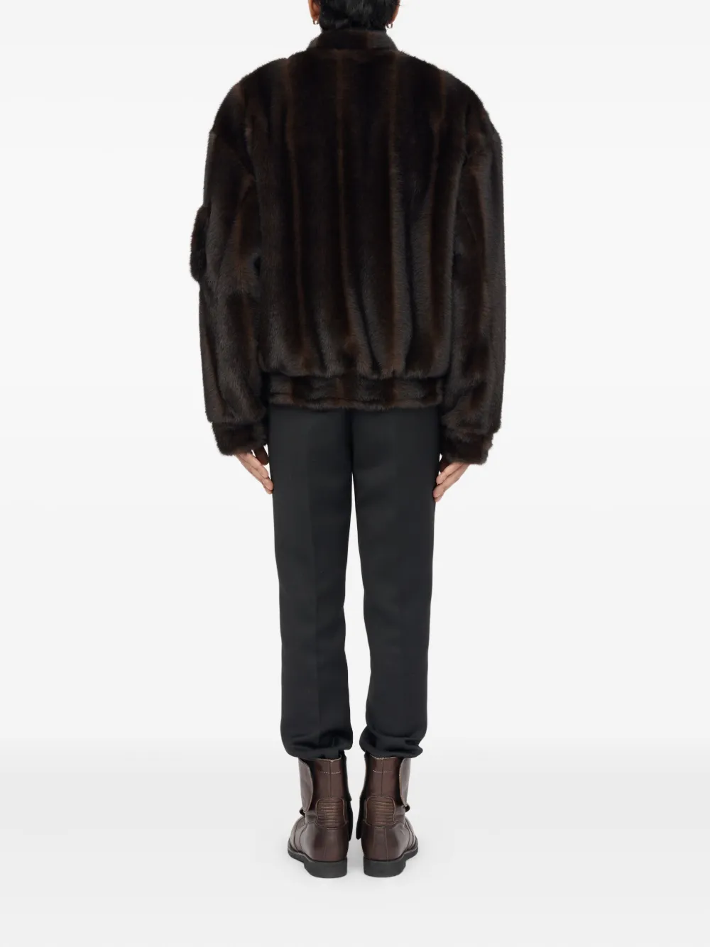 MM6 Maison Margiela Bomberjack van imitatiebont met rits Bruin