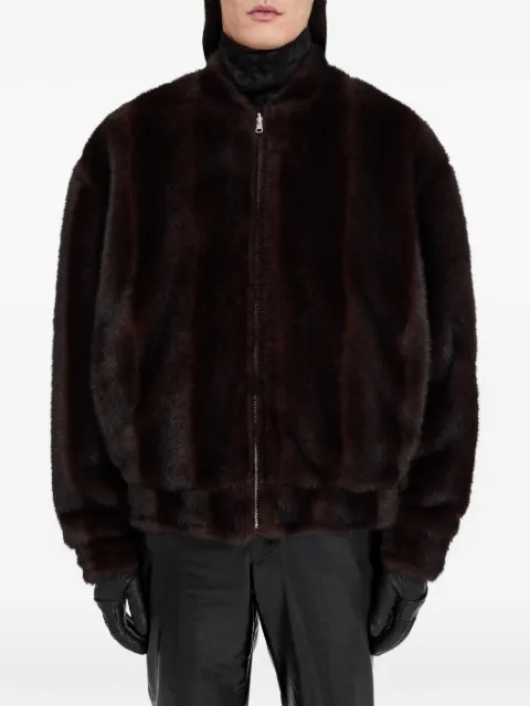 MM6 Maison Margiela Jaqueta bomber de pelos com zíper frontal