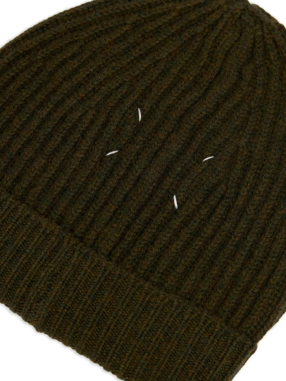 Maison Margiela Ribbed Wool Beanie In Green