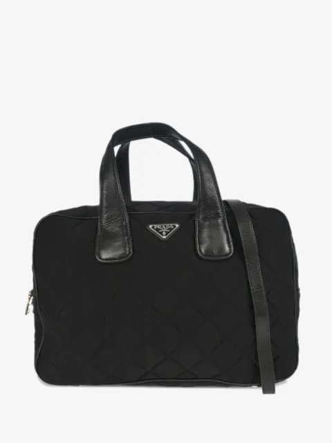 Prada Pre-Owned شنطة عملية بحمالتين وبروش شعار الماركة من عقد 2010