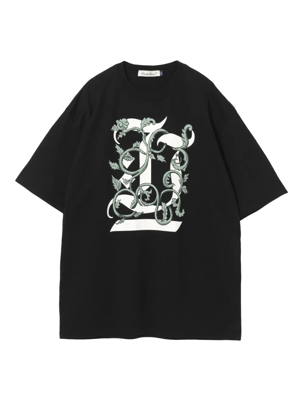 Undercover T-shirt met bloemenprint en monogram Zwart