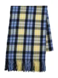 Undercover check-fringe scarf - Blue