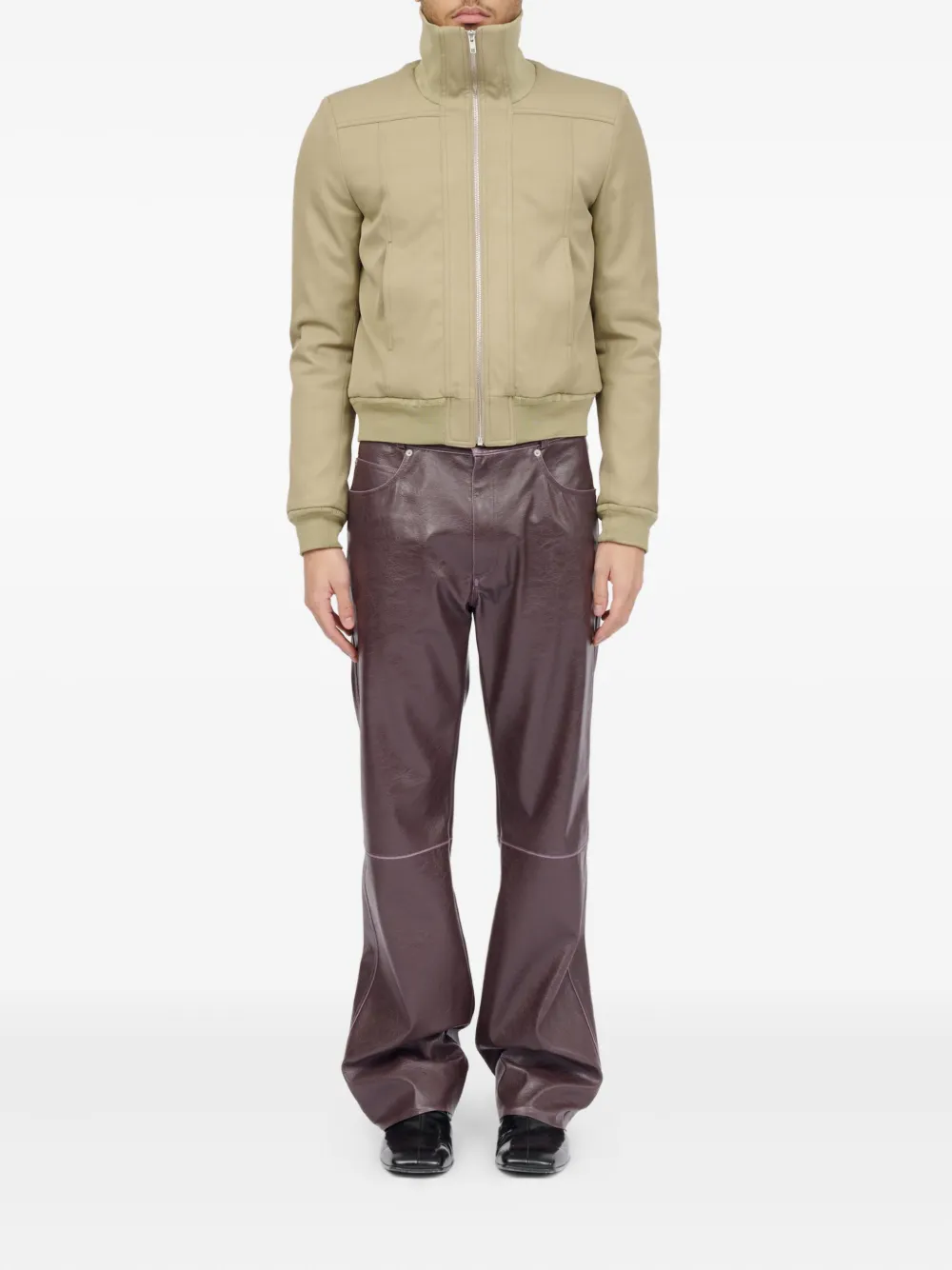  Mm6 Maison Margiela High-neck Zip-front Jacket - Neutrals 