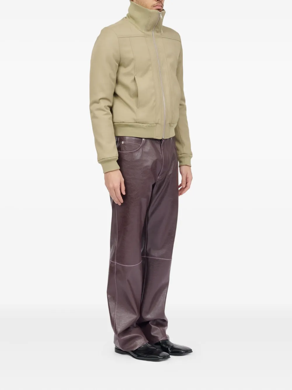  Mm6 Maison Margiela High-neck Zip-front Jacket - Neutrals 