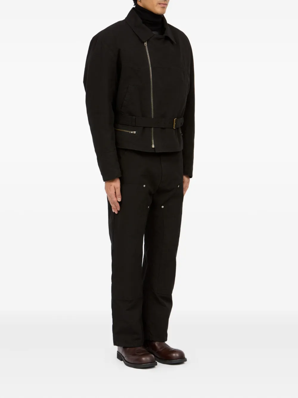 MM6 Maison Margiela Jack met asymmetrische rits en ceintuur Zwart