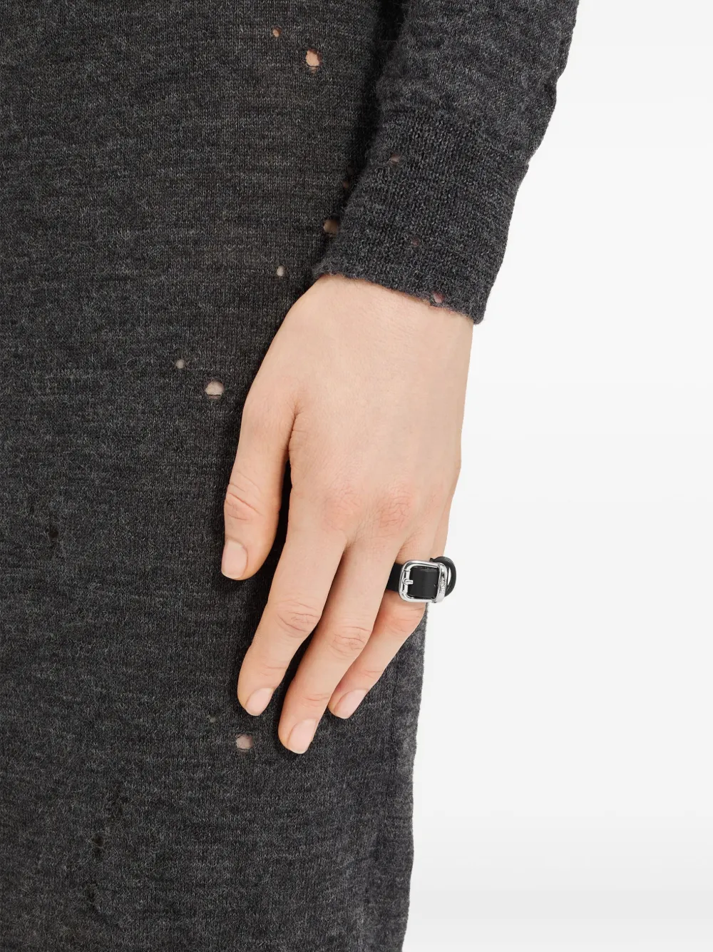MM6 Maison Margiela Leren ring met gesp - Zwart