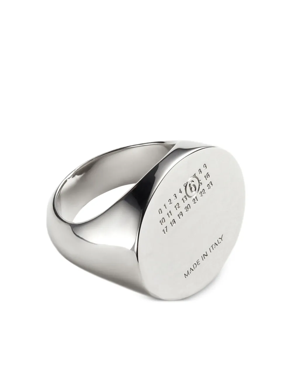 Mm6 Maison Margiela Numbers-engraved Signet Ring In Metallic