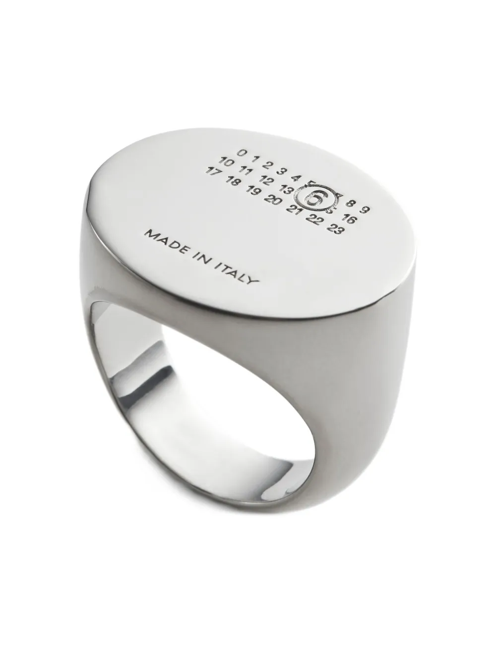 Mm6 Maison Margiela Numbers-engraved Signet Ring In Metallic