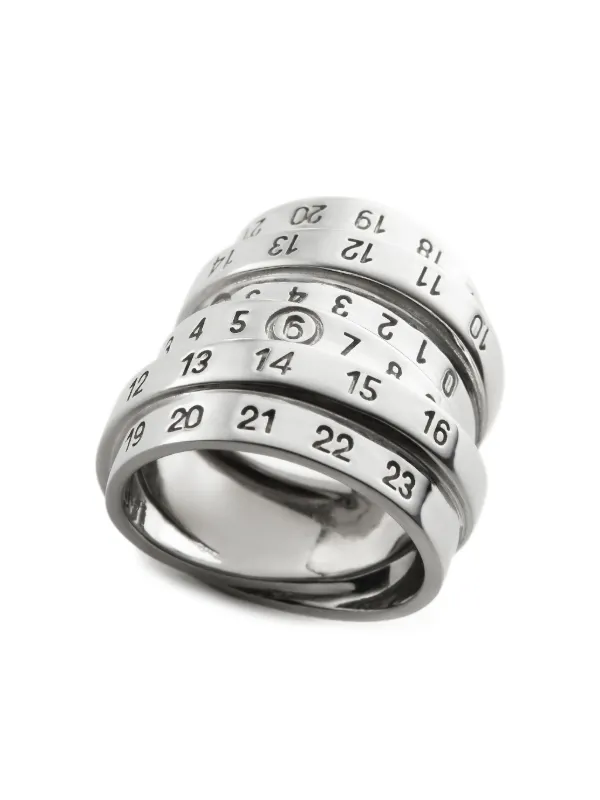 国内発送【MM6 Maison Margiela】numeric リング 真鍮 SILVER MM6 Maison Margiela numbers-motif Ring | Silver | FARFETCH