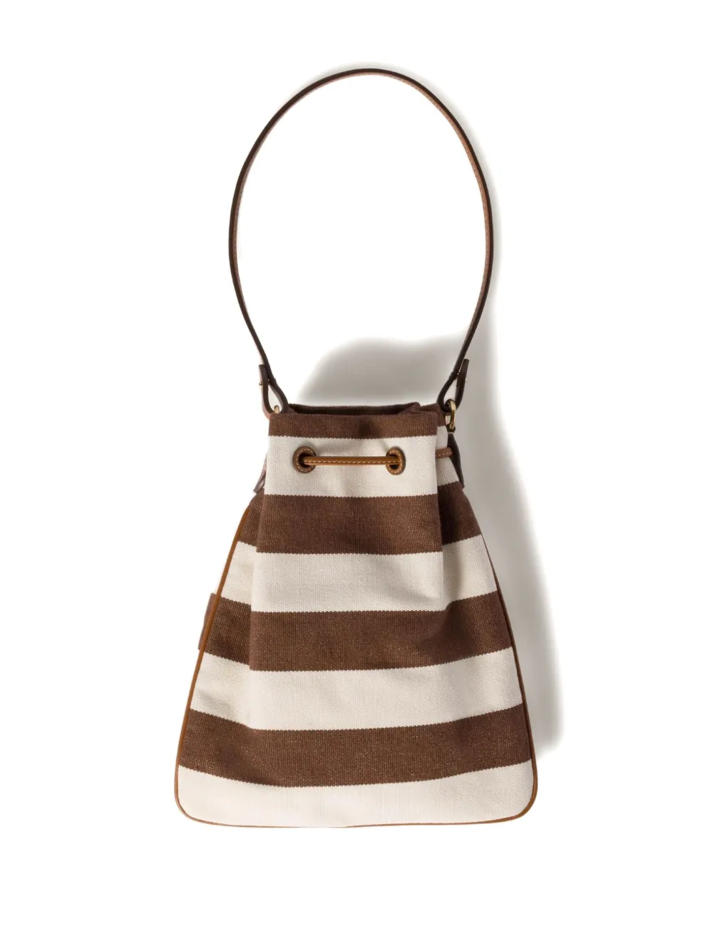 Miu Gestreepte bucket-tas Bruin