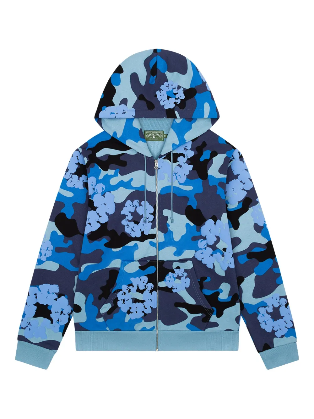 Denim Tears hoodie Wreath à fermeture zippée | bleu | Image 1