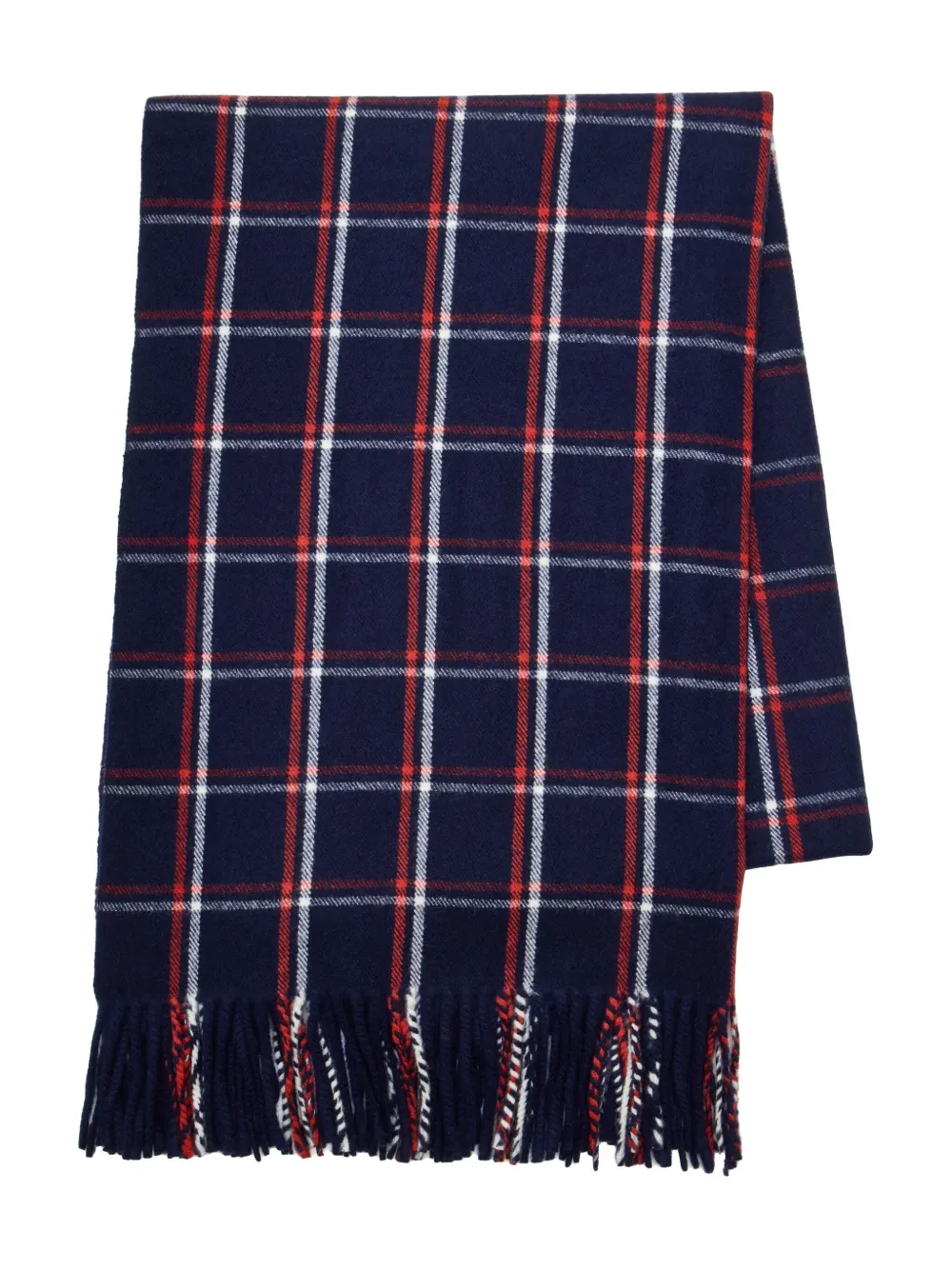 Undercover Checked Fringed Scarf In Blue