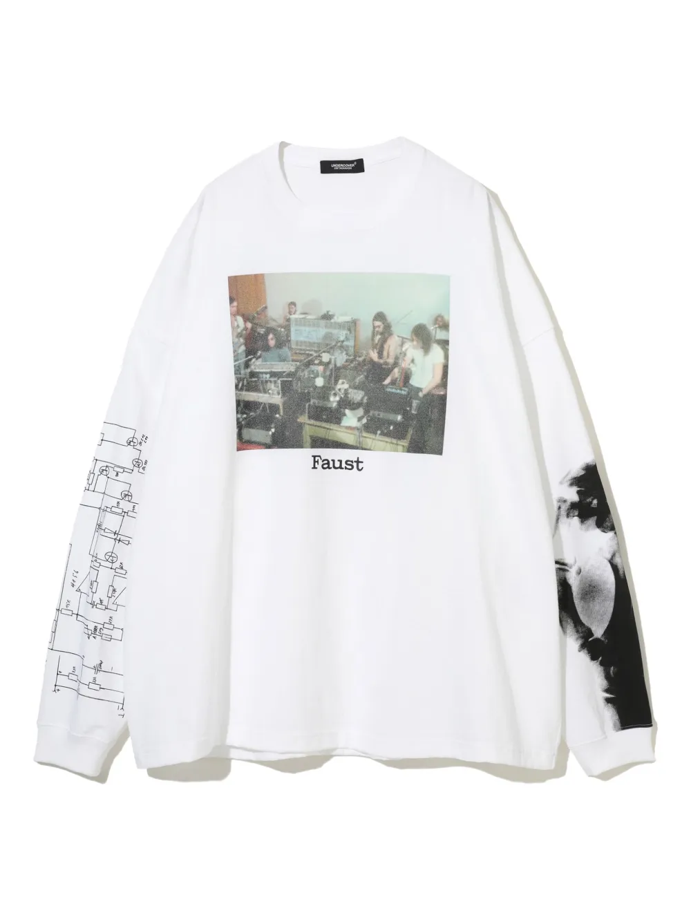 Undercover Faust-print Long-sleeve Sweater In White