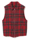 Undercover check plaid zip-front gilet - Red