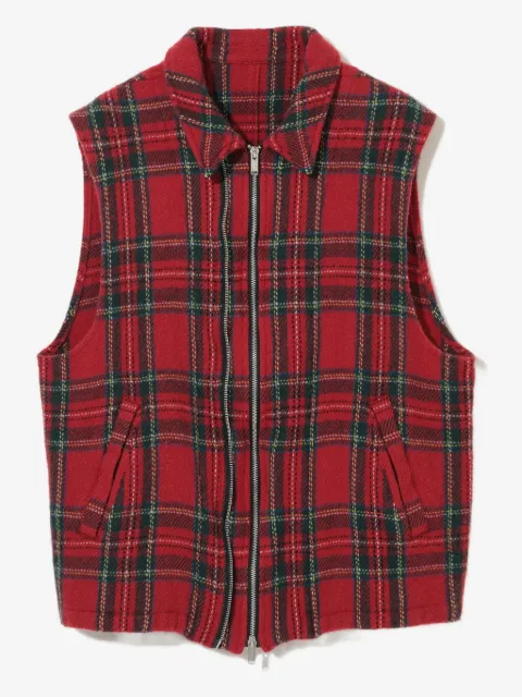 Undercover check plaid zip-front gilet