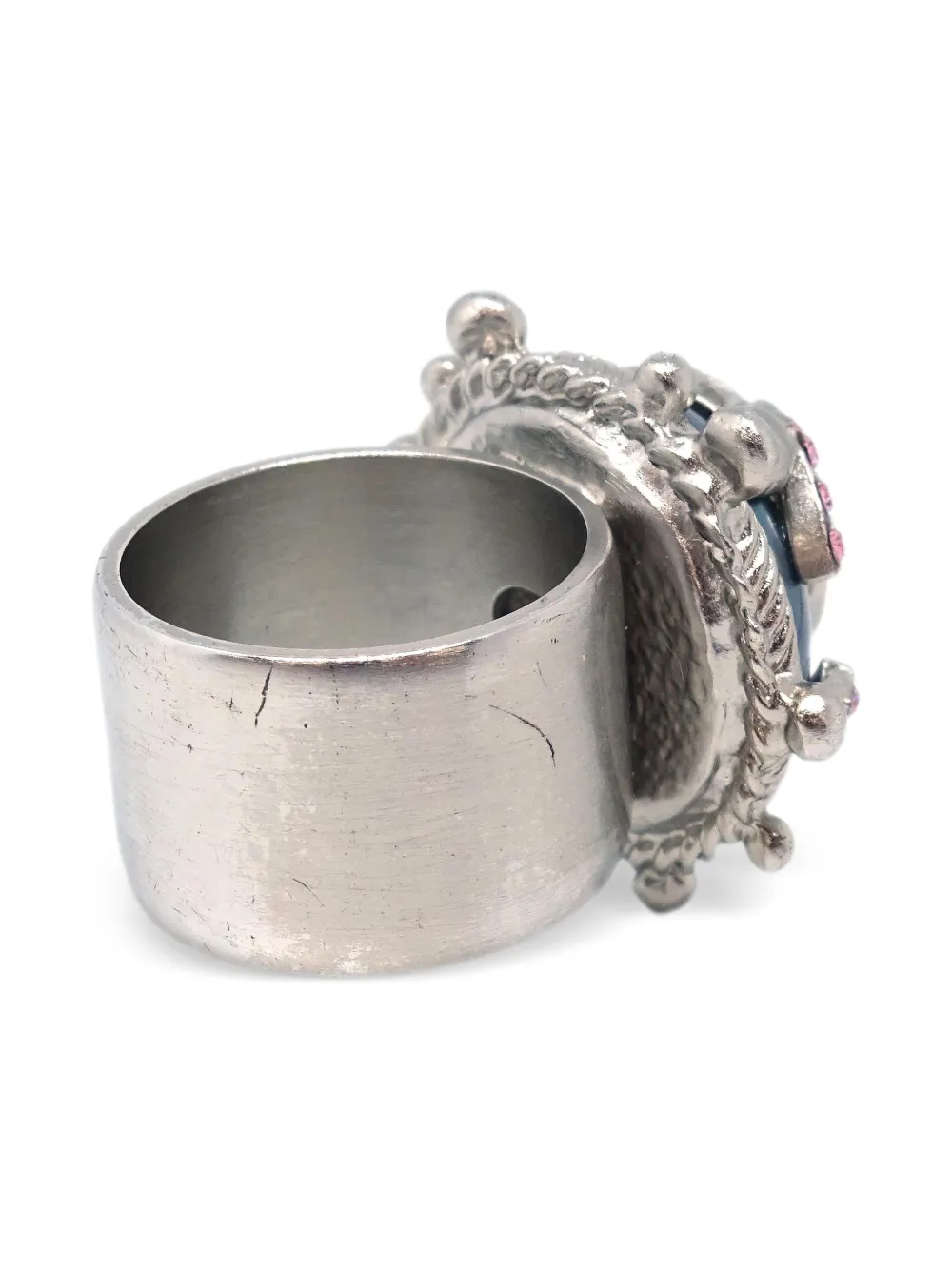 Pre-owned Chanel 2003 Rhinestone-embellished Cc Ring