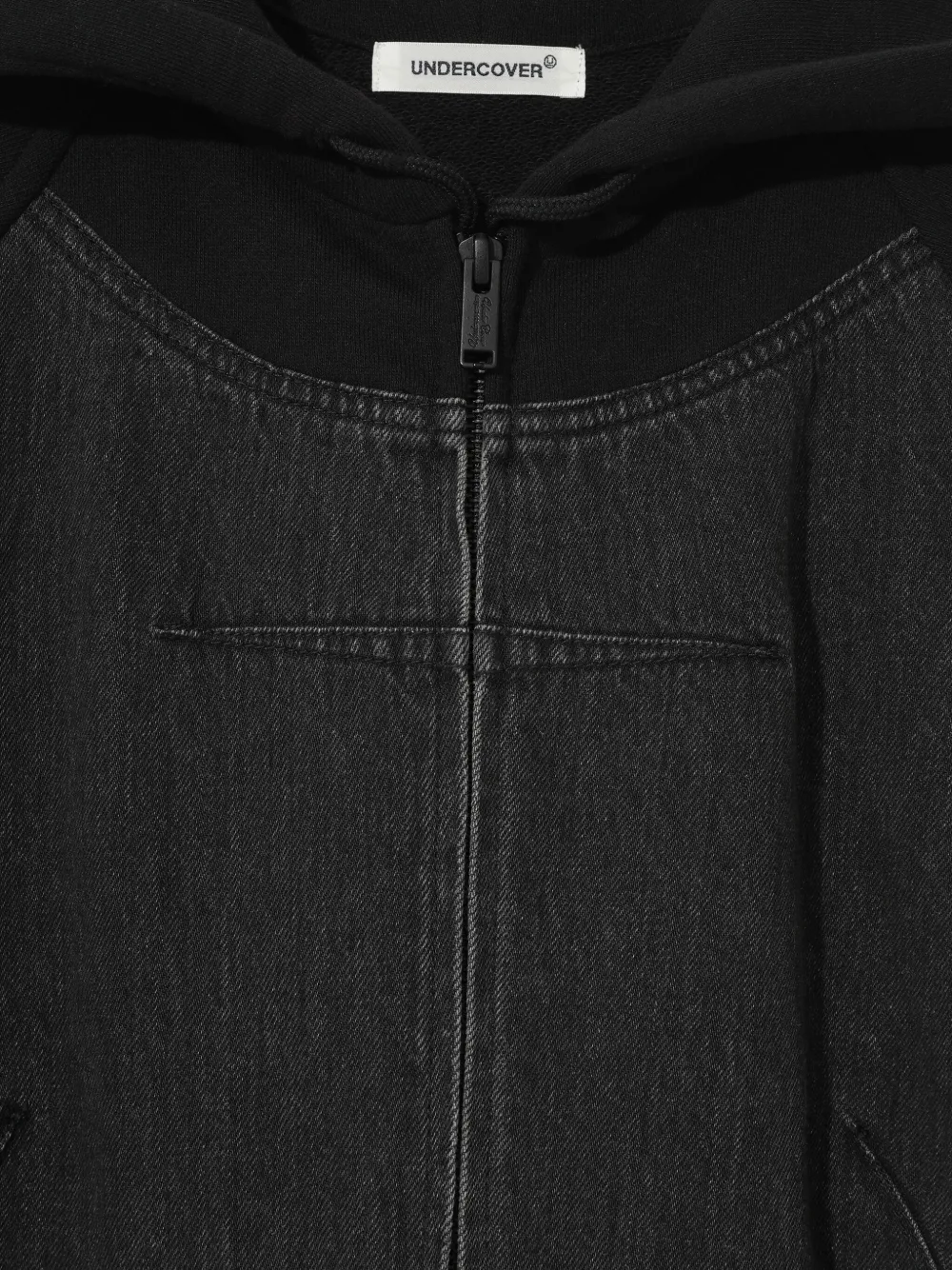Undercover Hoodie met denim vlak en rits Zwart