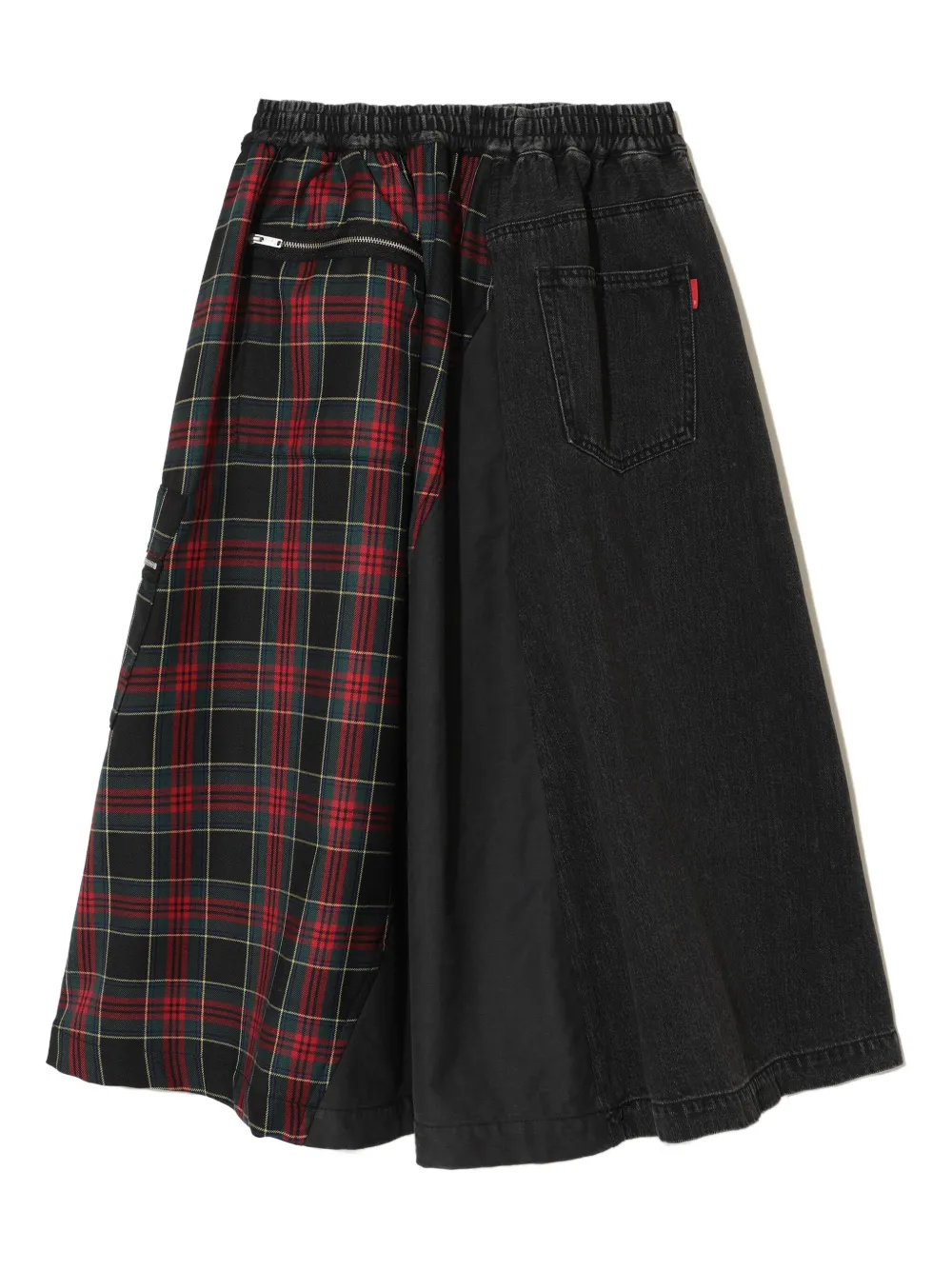Undercover Geruite midi-rok met vlakken - Zwart