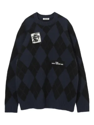 JohnUNDERCOVER ニット・セーター 黒xグレー 3355925Y0003 JOHNUNDERCOVER - JohnUNDERCOVER ニット・セーター 2(M位) 黒x