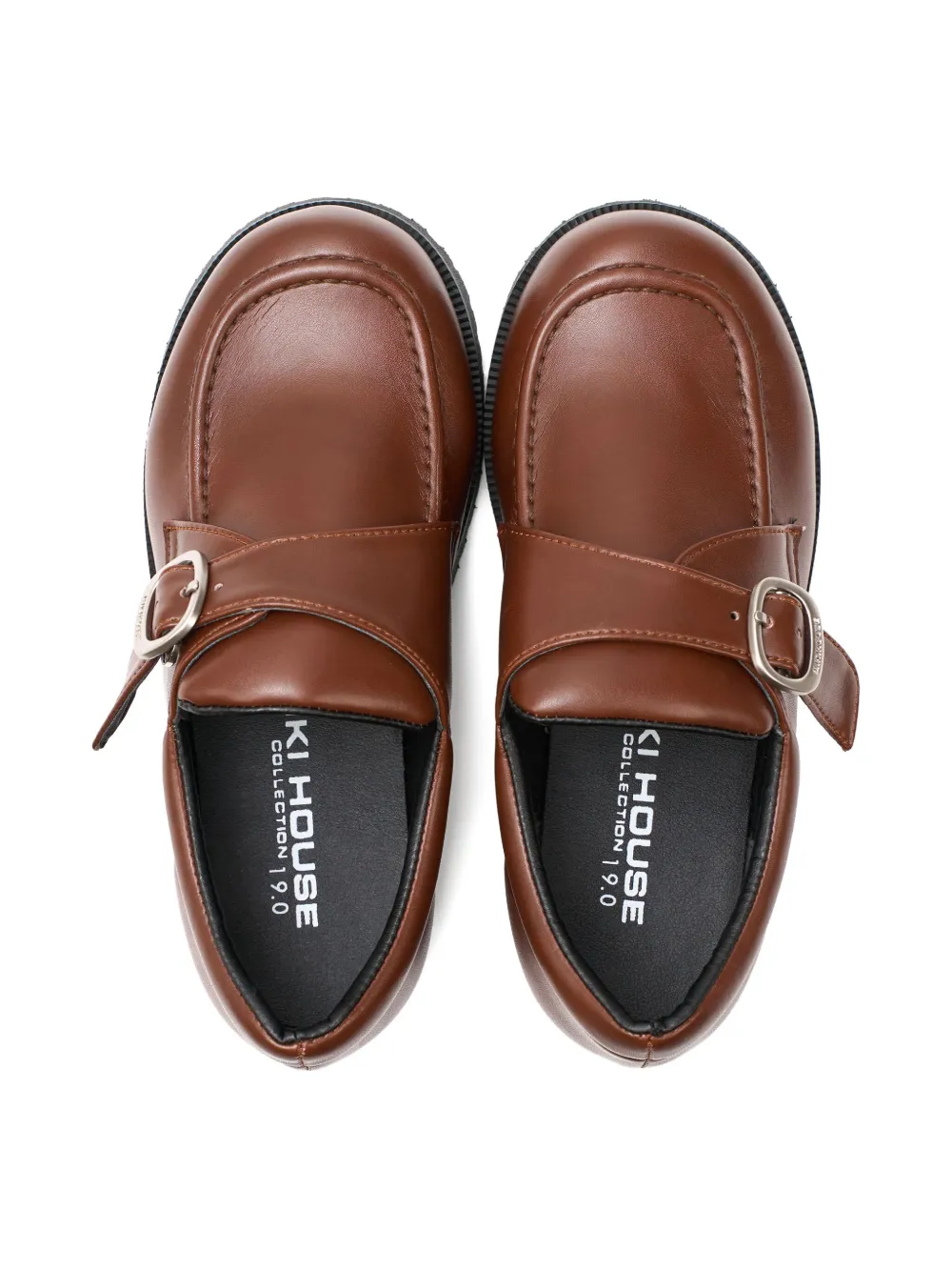 Miki House single-buckle loafers Brown