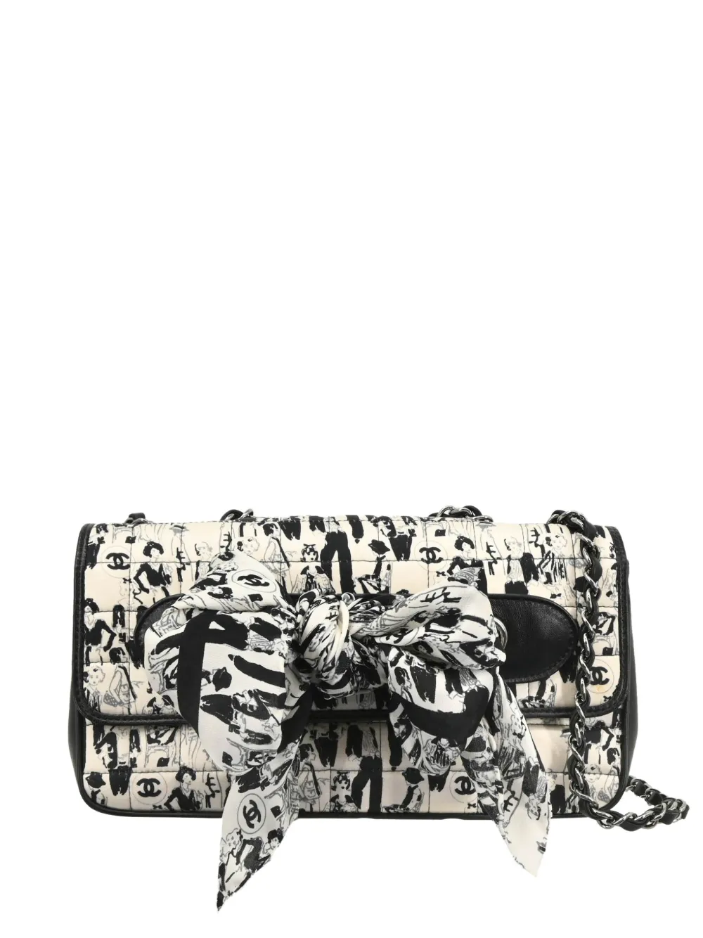 Pre-owned Chanel 2003 Choco Bar Shoulder Bag In White