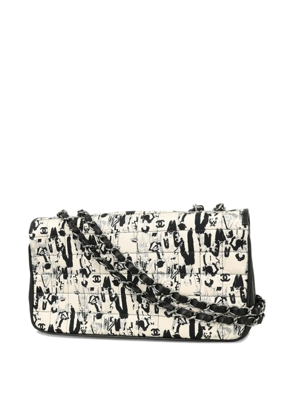 Pre-owned Chanel 2003 Choco Bar Shoulder Bag In White