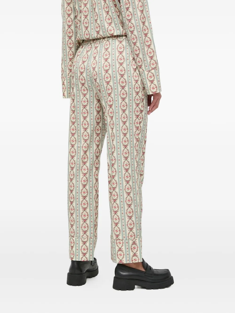 Notes du Nord Broek met bloemenstreep - Beige