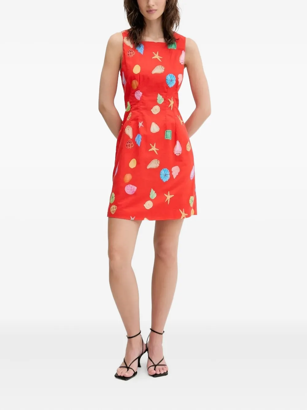 NEVER FULLY DRESSED seashell-print bow-back mini dress Rood