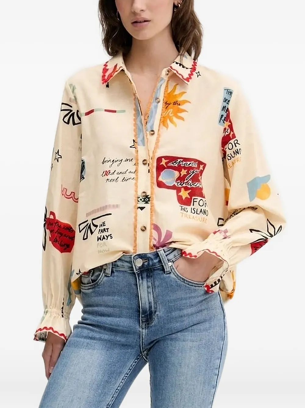 Never Fully Dressed Poema Geanie Cotton-blend Shirt In Multi