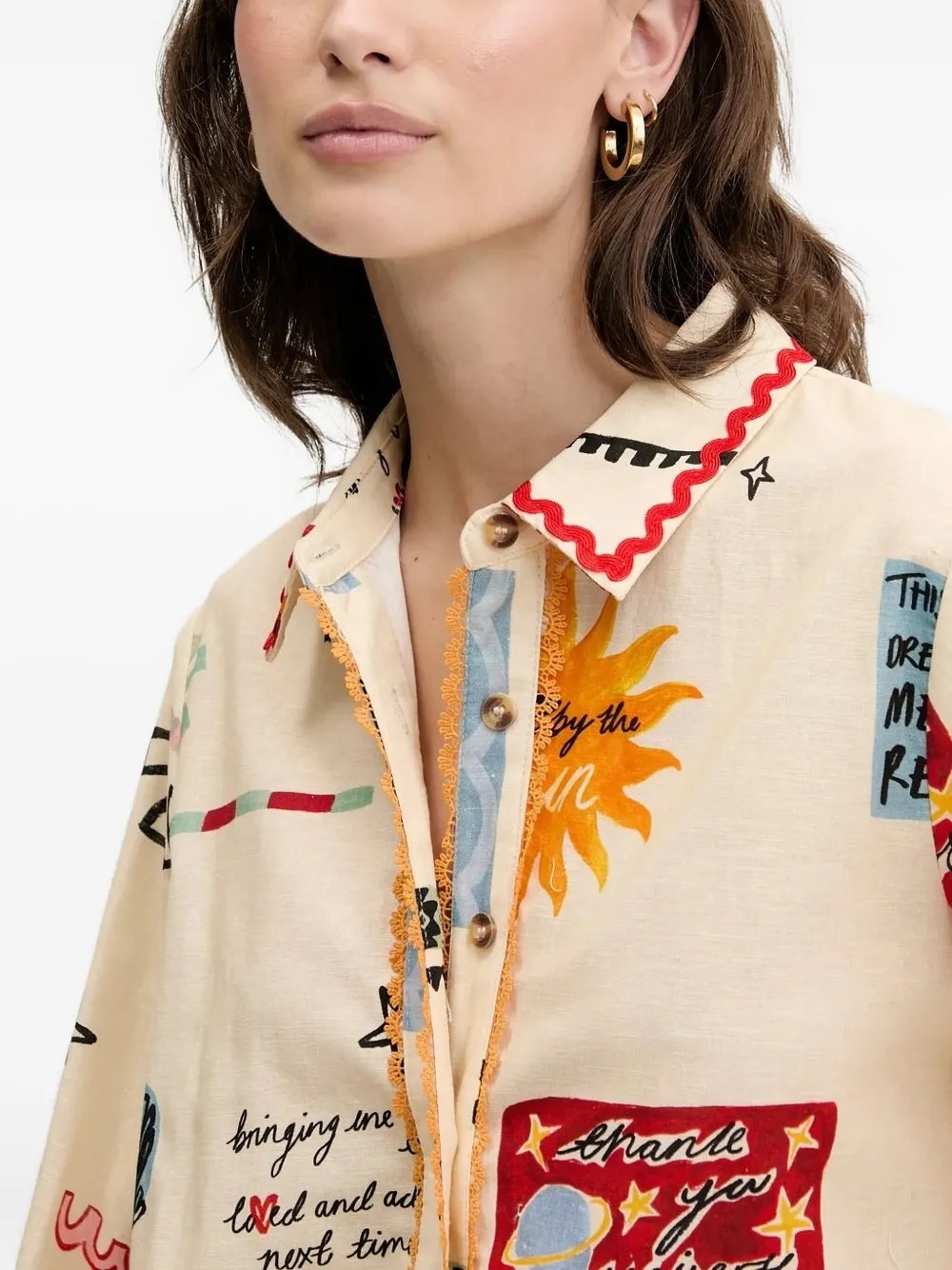 Never Fully Dressed Poema Geanie Cotton-blend Shirt In Multi