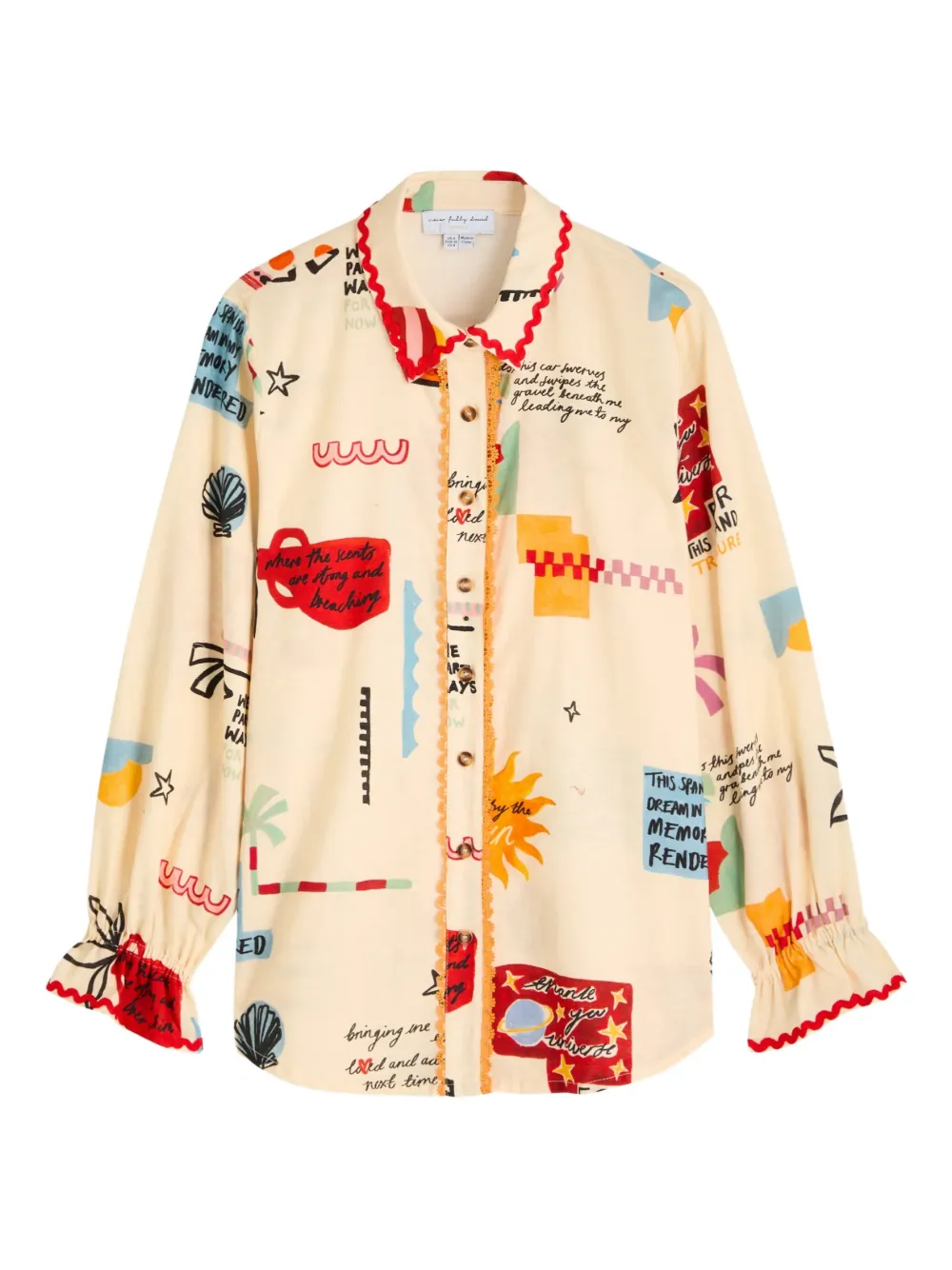 NEVER FULLY DRESSED print frill-cuff shirt - Nude