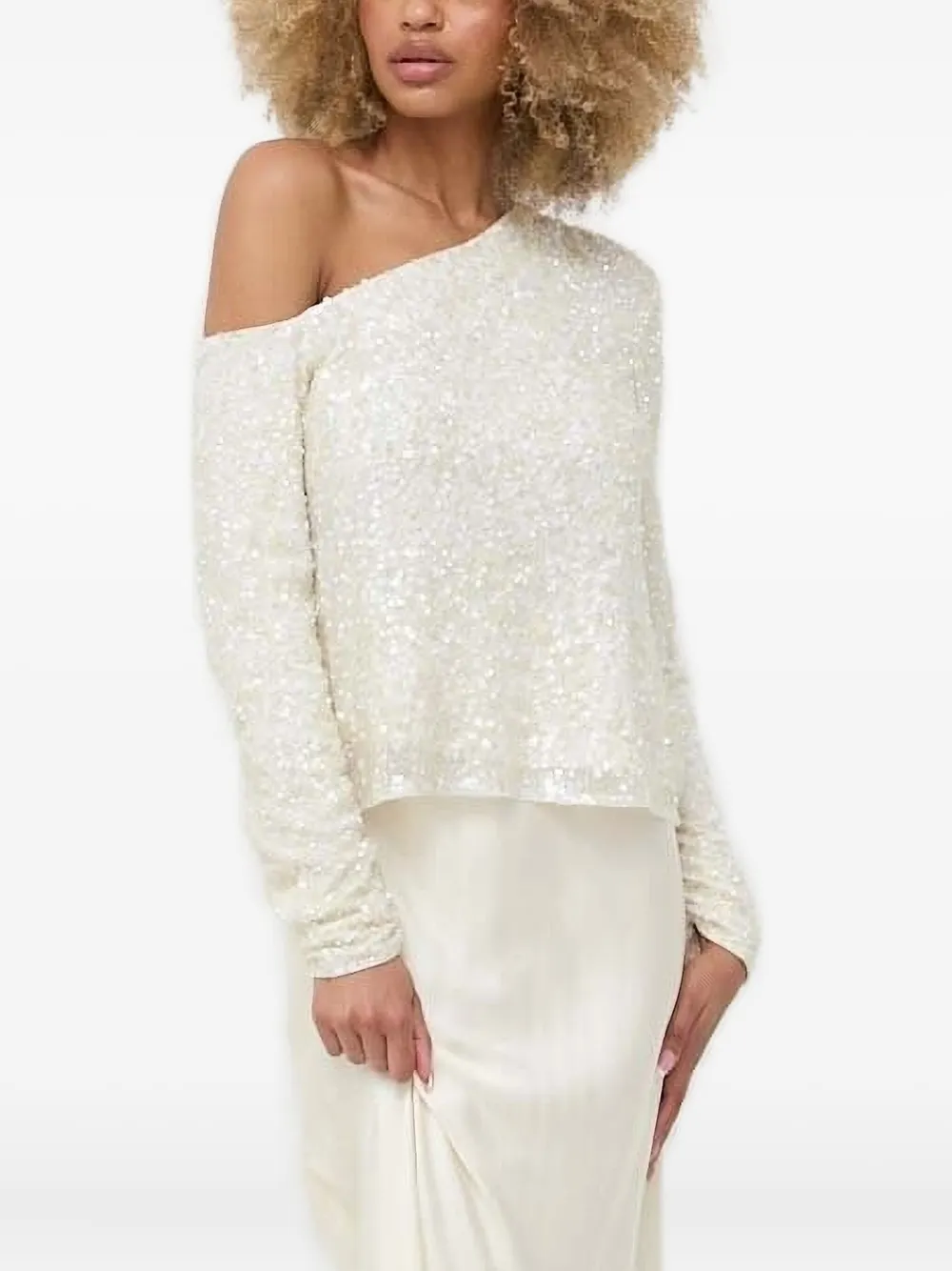 Notes Du Nord One-shoulder Sequin-embellished Top In White