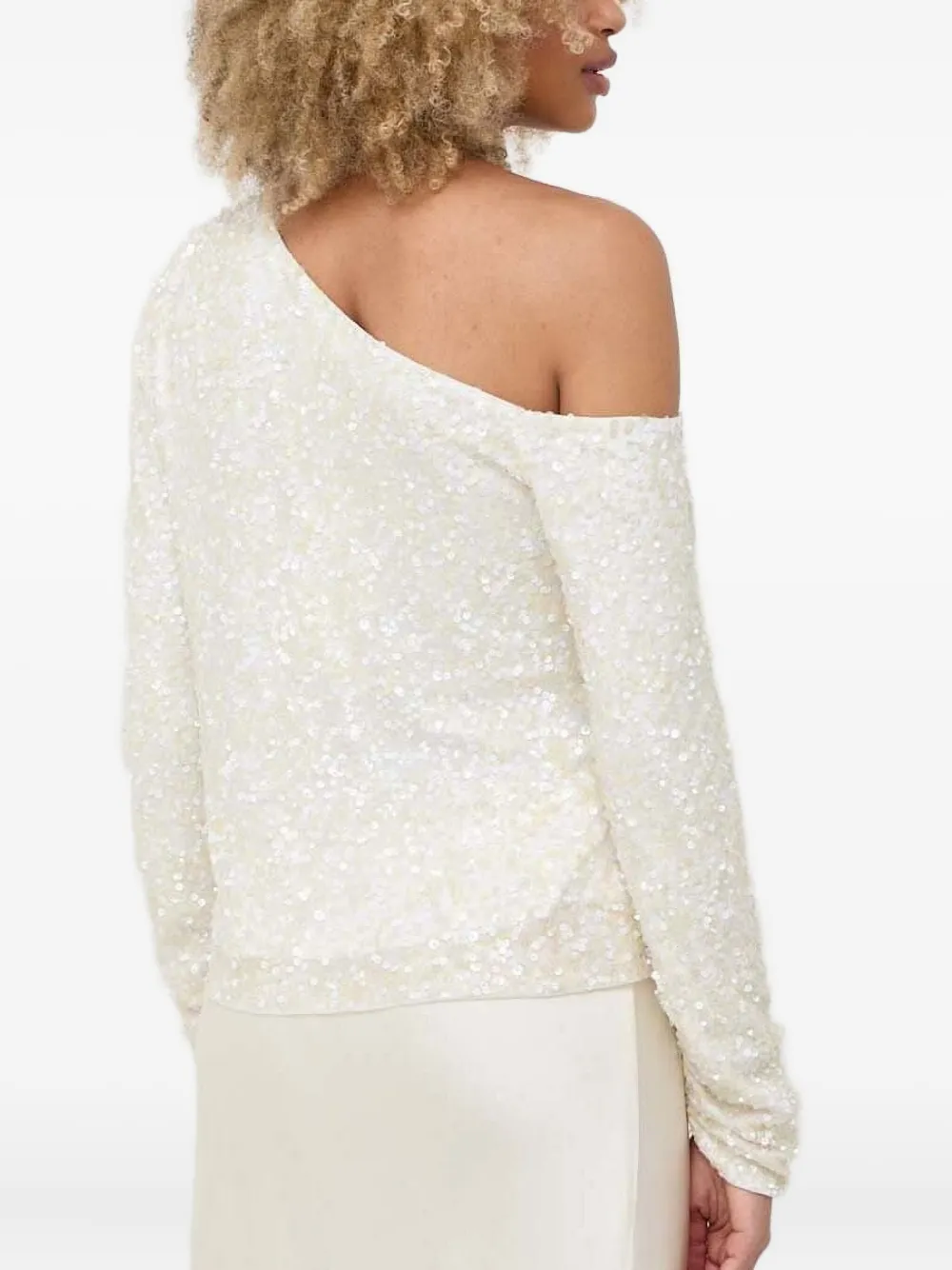 Notes Du Nord One-shoulder Sequin-embellished Top In White