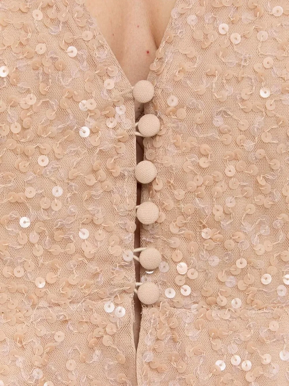 Notes Du Nord Sequin-embellished Button Top In Neutral