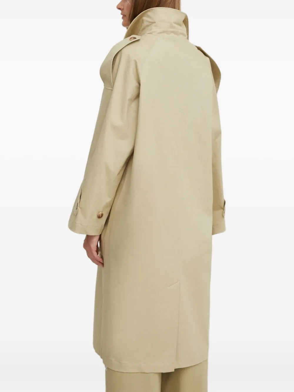 Notes Du Nord Embroidered-logo Buttoned Coat In Neutral