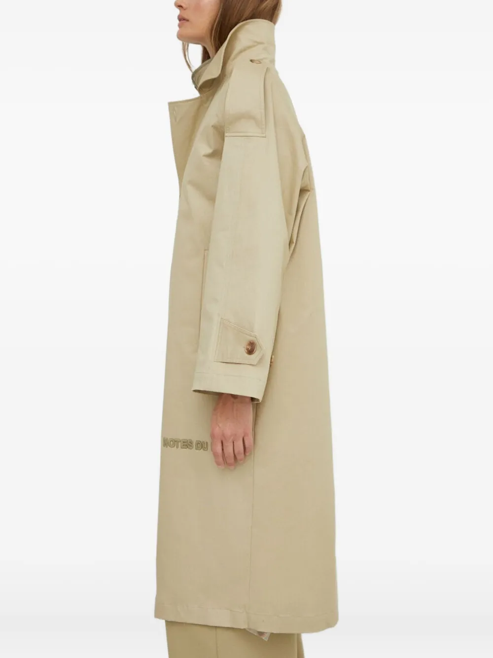 Notes du Nord embroidered-logo buttoned coat - Beige