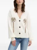 NEVER FULLY DRESSED palm-tree embroidered cardigan - White